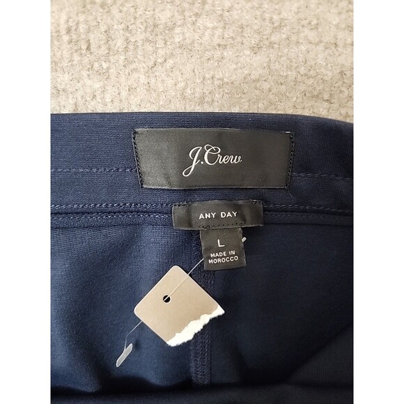 J Crew Any Day Ponte Knit Pants Womens L Navy Blue Back Zip Skinny Stretch NEW - Picture 5 of 7